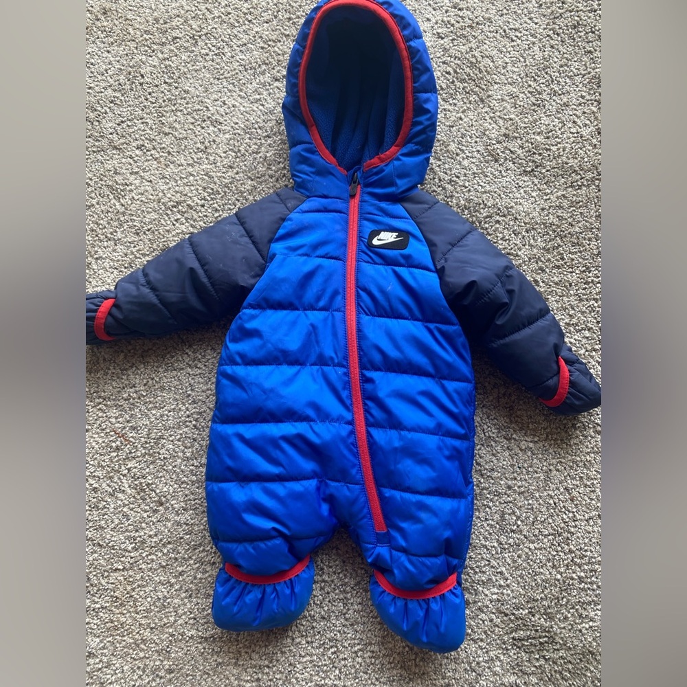 Nike Baby Blue and Red One Piece Snowsuit